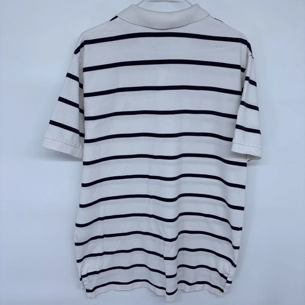 Vintage 90s Polo Ralph Lauren Striped Polo Shirt Large Men's White Navy Red Pony